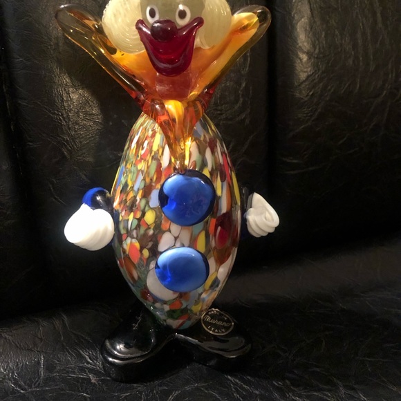 2669 Vintage Murano Italy Art Glass Clown Original Murano Sticker - Picture 9 of 14